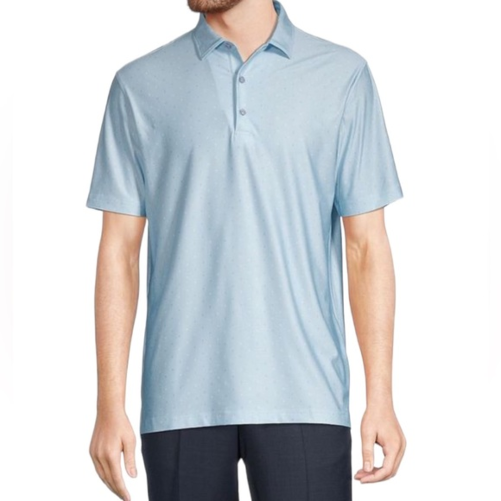 Hickey Freeman Men's Blue Geometric Polo Short Sleeve Shirt Size Large NWT/NEW‎
